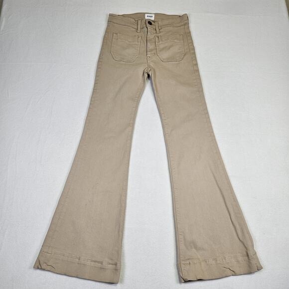 Hudson Women Taylor High Waist Flare Jean Park Beige Patch Pocket 27 Stretch Tan - Picture 2 of 16